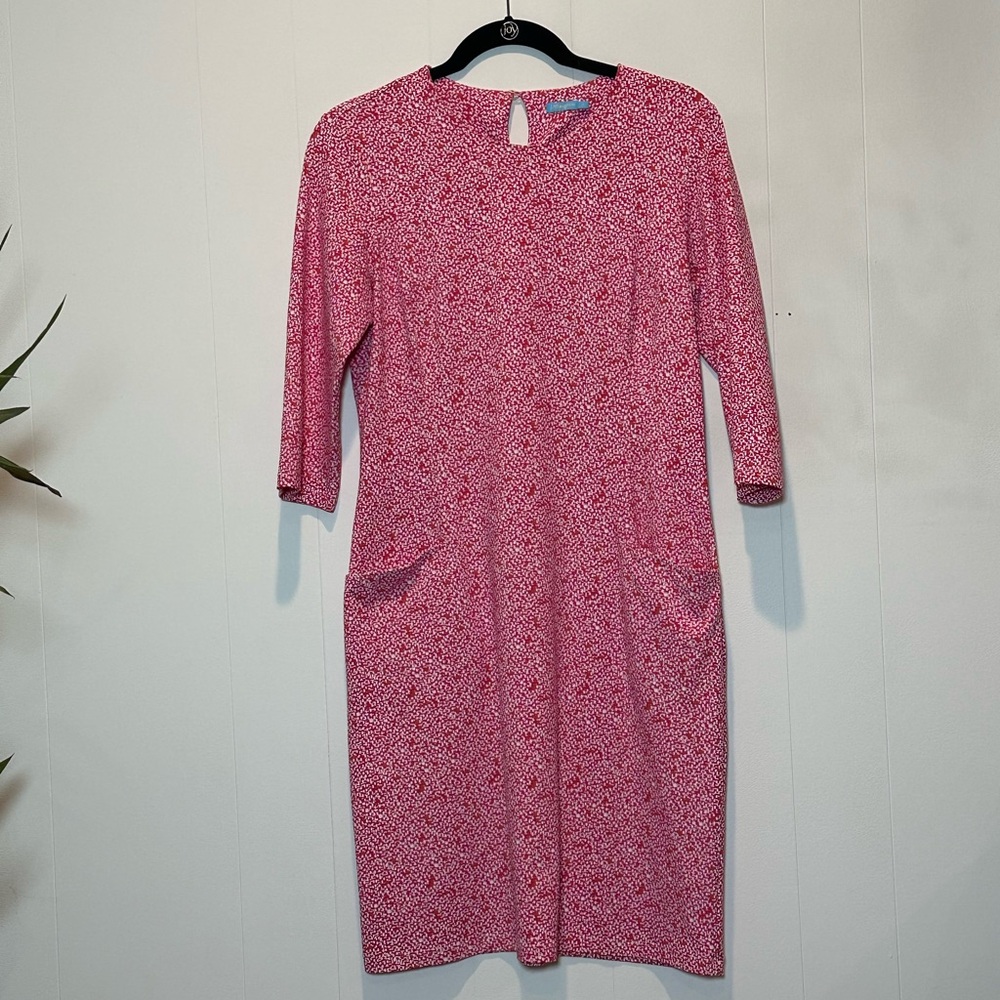 J. McLaughlin Catalina Cloth Pink 3/4 sleeve Dress Medium - Picture 2 of 8
